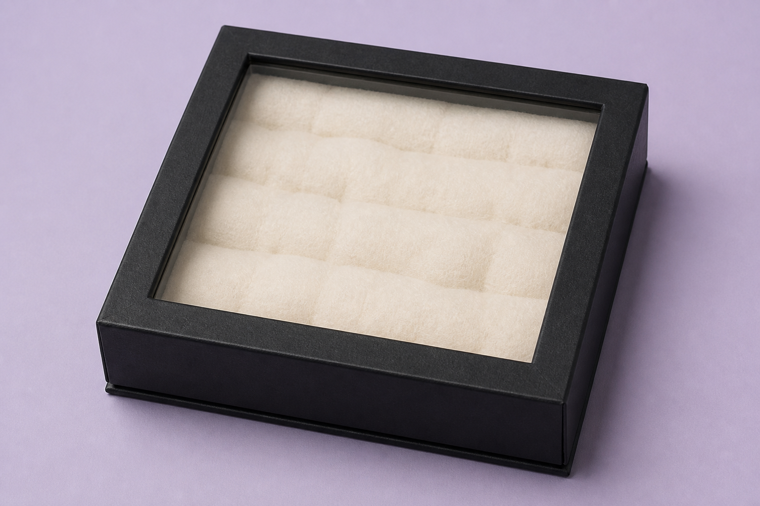 Riker mount specimen box with cream cotton pad